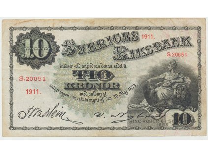 Švédsko, 10 Kronor 1911, P.27f