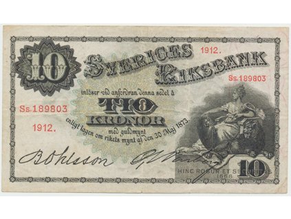Švédsko, 10 Kronor 1912, P.27g, série Ss