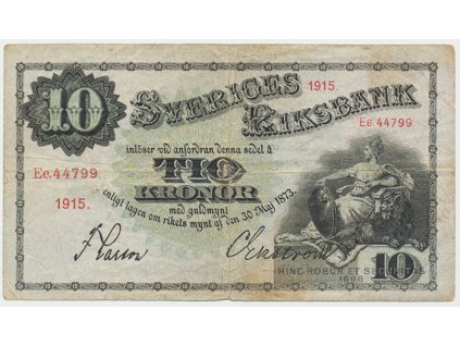 19077 svedsko 10 kronor 1915 p 27j