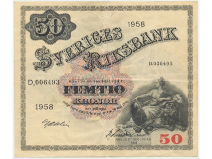 19284 svedsko 50 kronor 1958 p 44d
