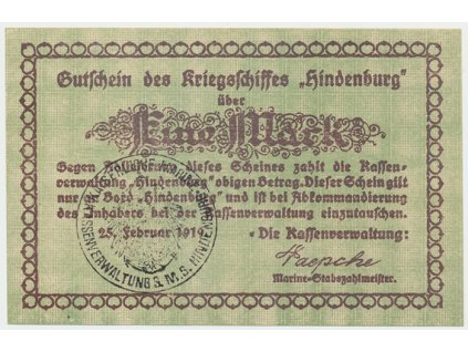 19434 19434 19434 nemecko nouzovky kriznik hindenburg 1 mark 25 2 1919