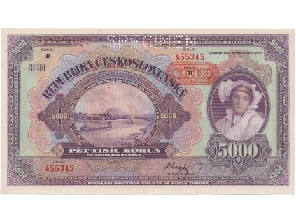 1944 protektorat cechy a morava 5000 koruna 1920 1943 nevydana serie b perf 1x specimen hej n1s1b