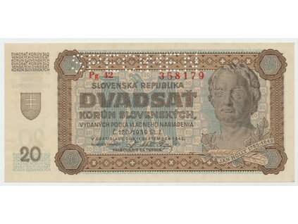 1983 1983 slovensko 20 koruna 1942 perf 1x specimen nahore hej 53a2 s1