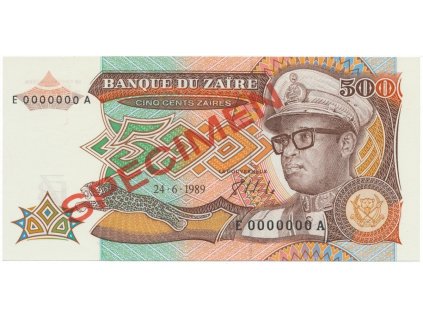 19842 zaire 500 zaires 1989 anulat specimen p 34s