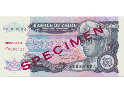 19848 zaire 20 000 zaires 1991 anulat specimen p 39s