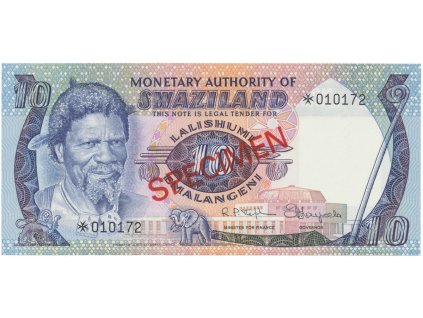 Svazijsko, 10 Emalangeni (1974), SPECIMEN, P.4cs