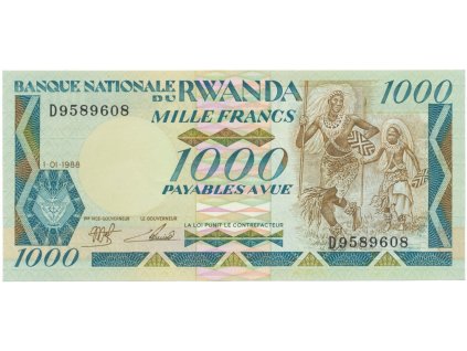 19938 19938 rwanda 1000 francs 1988 p 21a