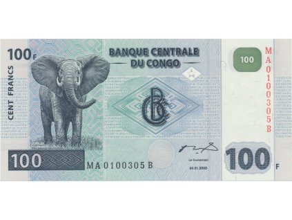 20001 kongo dem republika 100 francs 2000 tisk hdm p 92a