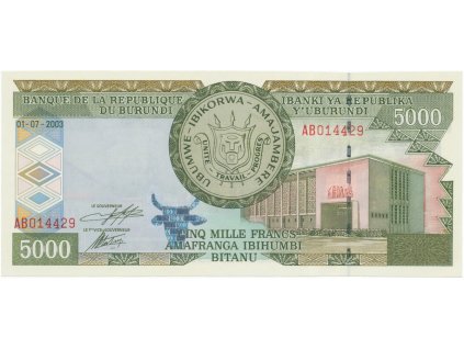 20070 burundi 5000 francs 2003 p 42b