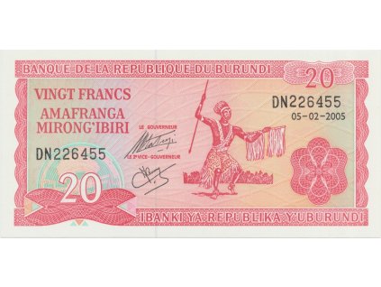 20073 20073 burundi 20 francs 1989 2007 p 27