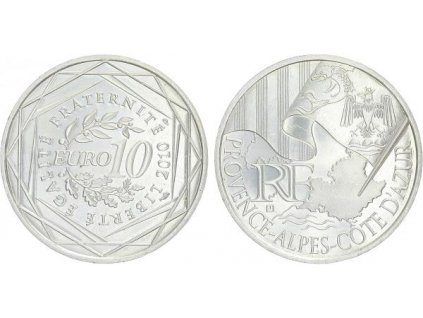 10 Euro 2010 - Provence - Alpes - Cote D'Azur - Ag 0,900, 29 mm (10 g)