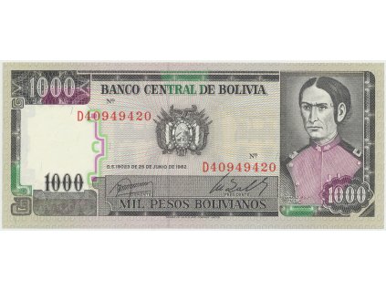 21501 bolivie 1000 pesos bolivianos 1982 p 187a