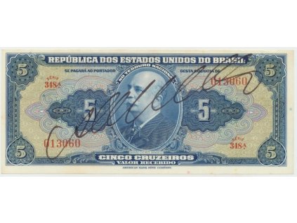 21729 brazilie 5 cruzeiros 1943 s rucnim podpisem p 134