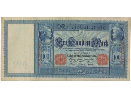 25413 nemecko 100 mark 1910 cerveny cislovac bily papir ro 43a