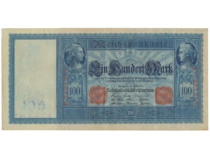 25422 nemecko 100 mark 1910 cerveny cislovac modry papir ro 43b
