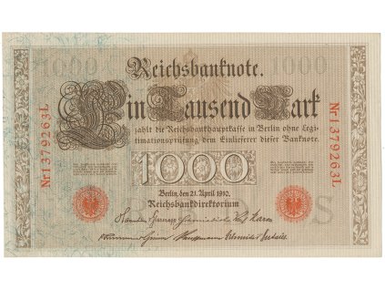 25461 nemecko 1000 mark 1910 cerveny 7 mistny cislovac zelena vlakna ro 45d