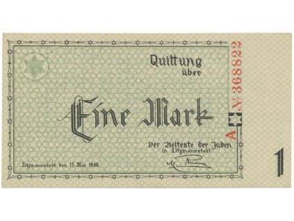 Německo - Litzmannstadt (ghetto), 1 Mark 1940, Grab.Li2b