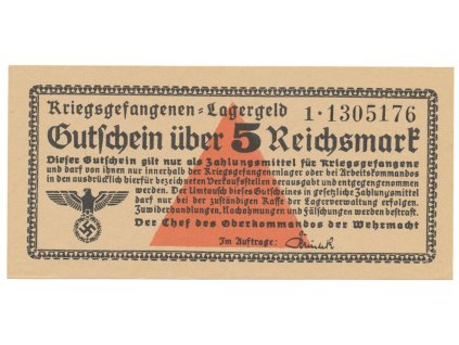 Německo - zajatecké tábory, 5 Reichsmark (1939~1945), Ro.520b