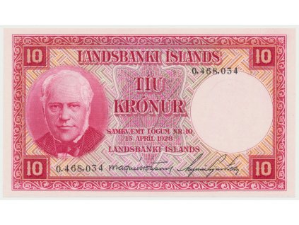 26133 26133 island 10 kronur 1928 cervena p 33a