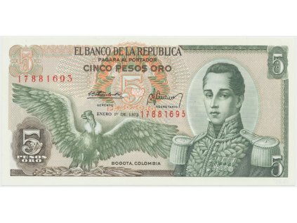 27330 kolumbie 5 pesos oro 1973 1977 p 406e
