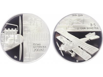 200 Kč 2019 - Letoun Bohemia B-5, PROOF