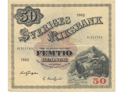 28476 28476 28476 svedsko 50 kronor 1962 p 47d