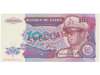 29970 zaire 1000 zaires 1989 anulat specimen p 35s