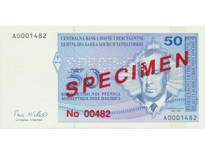 Bosna a Hercegovina, 50 Konvert. Pfeniga (1998), anulát - SPECIMEN, P.57s