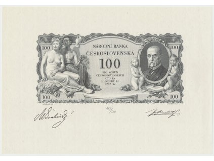 30756 30756 ceskoslovensko 100 koruna 1931 cislovany cernotisk rv na papire s vodoznakem hej 25 bhk 25