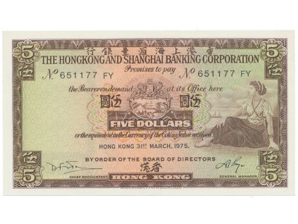 31401 hongkong 5 dollars 1973 1975 p 181f