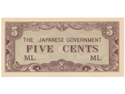 32109 32109 32109 malajsie japonska okupace 5 cents 1942 p m2a