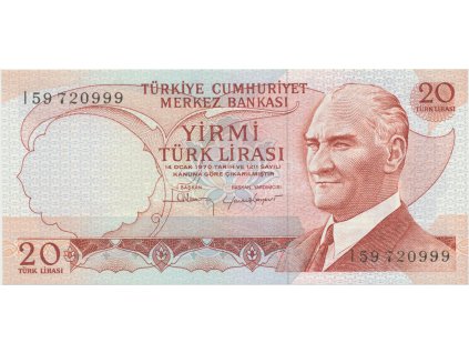 Turecko, 20 Lira (1974), P.187b