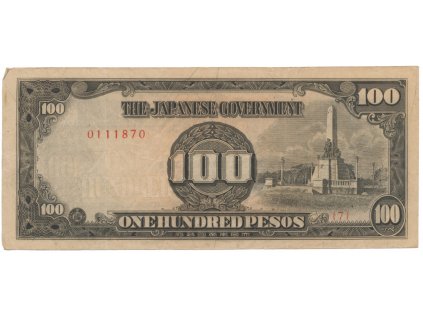 33294 33294 33294 filipiny japonska okupace 100 pesos 1944 p 112a