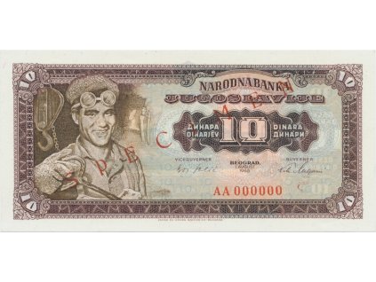 33954 jugoslavie 10 dinara 1965 anulat specimen p 78s