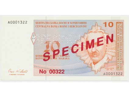 Bosna a Hercegovina, 10 Konvert. Marka (1998), anulát - SPECIMEN, P.64s