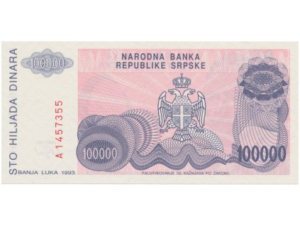 Bosna a Hercegovina, 100.000 Dinara 1993, P.151