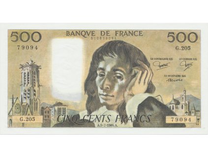 34650 34650 34650 francie 500 francs 1984 1987 p 156