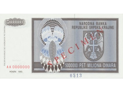 34782 chorvatsko 5 miliona dinara 1993 anulat specimen p r11s