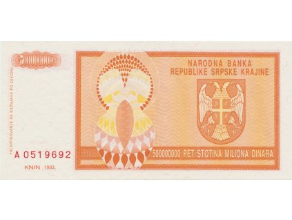 Chorvatsko, 500 Miliona Dinara 1993, P.R16