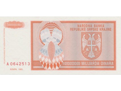 Chorvatsko, 1 Miliarda Dinara 1993, P.R17