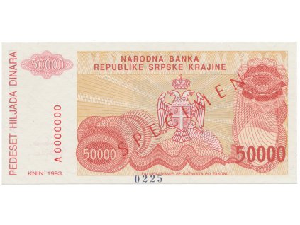 34842 chorvatsko 50 000 dinara 1993 anulat specimen p r21s