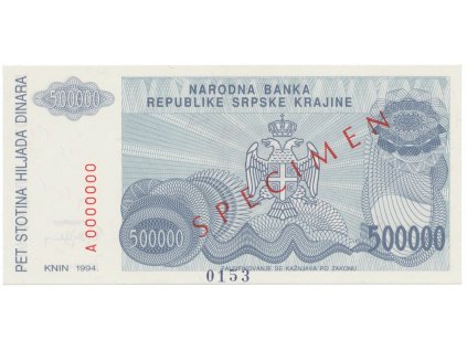 34899 chorvatsko 500 000 dinara 1994 anulat specimen p r32s