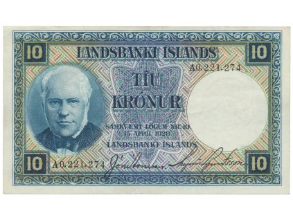 34920 island 10 kronur 1928 modra p 28b