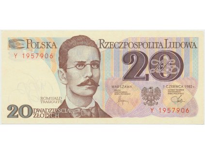 Polsko, 20 Zlotych 1982, P.149, 1 sériové písmeno