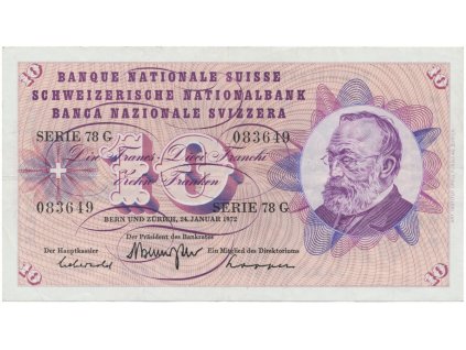 Švýcarsko, 10 Franken 1970~1977, P.45p~u