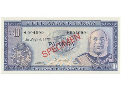 Tonga, 10 Pa´nga 1978, SPECIMEN, P.22cs