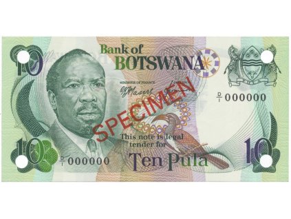 Botswana, 10 Pula (1976), anulát - SPECIMEN, P.4s1