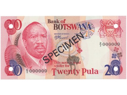 37263 botswana 20 pula 1979 anulat specimen p 5s2