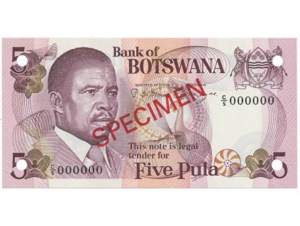 37275 37275 botswana 5 pula 1982 anulat specimen p 8s1
