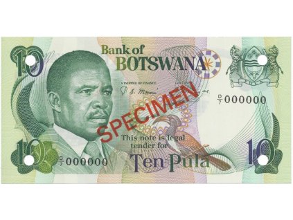 Botswana, 10 Pula (1982), anulát - SPECIMEN, P.9s1